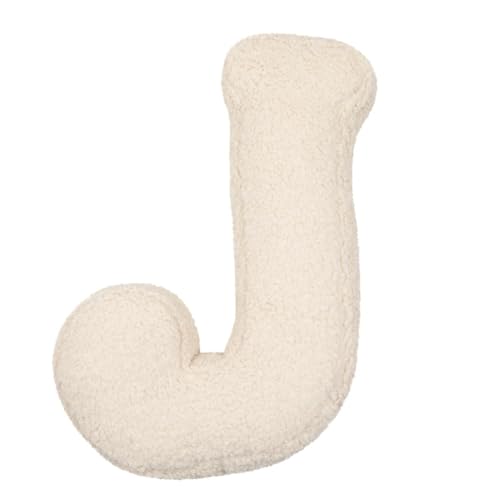 Almohada de felpa con letras, bonito cojín suave con inicial, almohada cómoda para dormir para niños, para sofá, dormitorio, sala de estar (J)