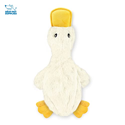 Best-Pet-Supplies-Crinkle-Dog-Toy-for-Small-Medium-and-Large-Breeds-Cute-No-Stuffing-Duck-with-Soft-Squeaker-Fun-for-Indoor-Puppies-and-Senior-Pups-Plush-No-Mess-Chew-and-Play-White