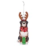 Noble Gems™ Bernese Mountain Dog With Antlers Glass Ornament