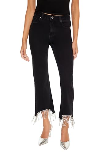 Forever 21 womens Rhinestone Fringe High-rise Jeans2