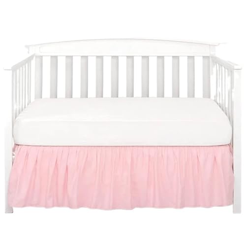 AYWTIUN Bettrock für Babybett Kinderbettrock mit weißen Oberlaken – 4 Seiten plissierten Rüschen for Jungen und Mädchen, Kleinkind-Kinderzimmer-Tagesdecke(Pink,70x140x36cm)