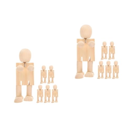 VILLCASE 2 Juegos Muñeca Robot De Madera Figura De Clavija De Madera Figuras De Madera Personas Figuras De Madera Para Pintar Cuerpos De Muñecas De Madera Peg Personas Beige 6 Piezas * 2
