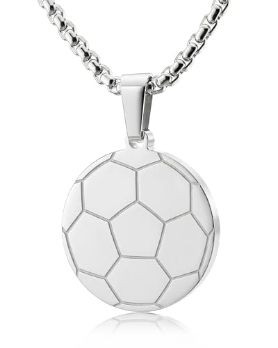 omodofo Collar cristiano para él – Collar de fútbol para hombres y mujeres, collares con colgante deportivo de atleta con versículo de la Biblia de Filipinas 4:13, cadena de caja de 24 pulgadas