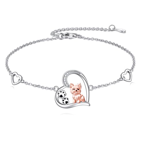 Animal Bracelet S925 Sterling Silver Heart Animal Jewelry Gift For Women Dog Lover