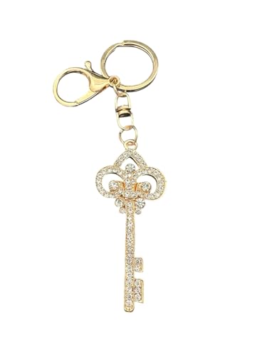 BE WHAT YOU BELIEVE Crystal Rhinestone Golden Lucky Key Keychain,