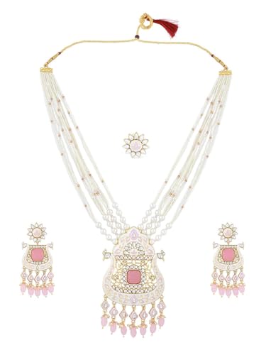Juego de joyas Meenakari en capas chapado en oro con piedras DMZ-2808