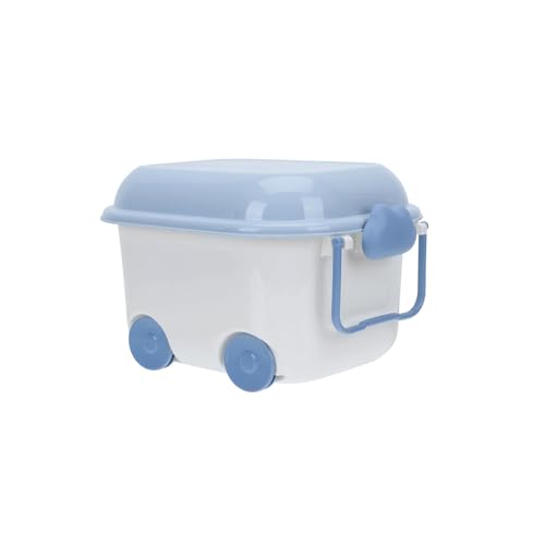 Image of Baby Bucket Multipurpose Storage Box with Wheels | Children's Toy Storage Box | Pulley Plastic Case Storage Container-(29.5 x 23 x 20.2 cm)-(White-8Ltr)