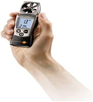 Kieszonkowy cyfrowy anemometr wiatraczkowy do HVAC, monitorowania urządzeń przepływu powietrza, monitorowania spalin, dygestoriów wraz z certyfikatem kalibracji fabrycznej Model: Testo 410-1