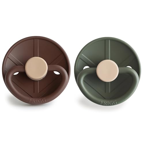 Image of FRIGG Little Viking SilkySoft Silicone Baby Pacifier 2-Pack | Made in Denmark | BPA-Free (Cocoa /Olive, 6-18 Months)