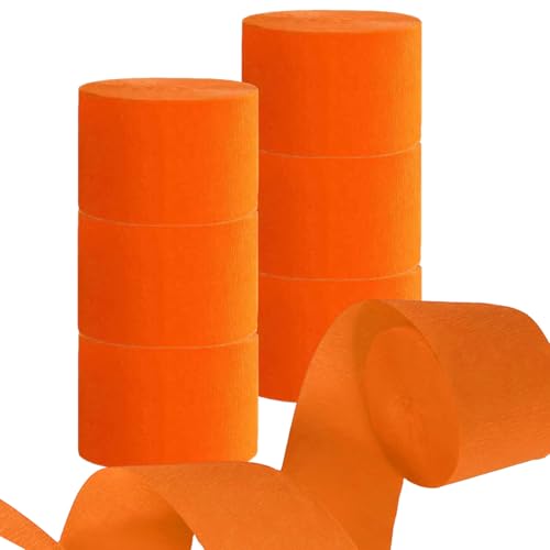 CC wonderland zone Lot de 12 Rouleaux Serpentin en Papier Crépon Orange pour Décoration de Fête(25M x 4.5cm)