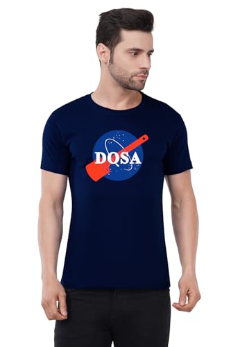 Image of Caseria Men's Cotton Printed T-Shirt -Dosa | 100% Cotton | Half Sleeves | Regular Fit | Printed | Round Neck | Graphic T Shirt