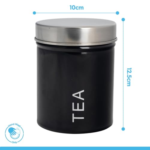 Harbour Housewares Metal Tea Storage Canister - Black - 1x Round Retro Food Storage Canister Tea Bag Caddy Food Preservation Container Tin with Airtight Fit Lid for Kitchen Organisation & Home Décor - Image 7