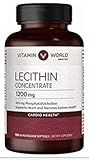 Vitamin World Lecithin Concentrate 1,200 mg Contributes to The Health of The Nervous System 100 Rapid Release softgels