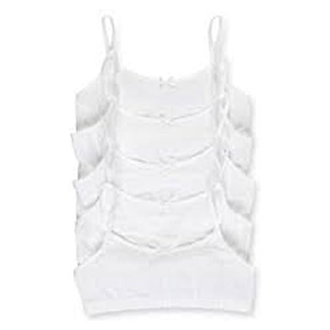 Sergio Georgini Girls Vest Crop Bra Top White 100% Cotton Adjustable Strap Multipack Age 7-8 (Pack of 5) Cover