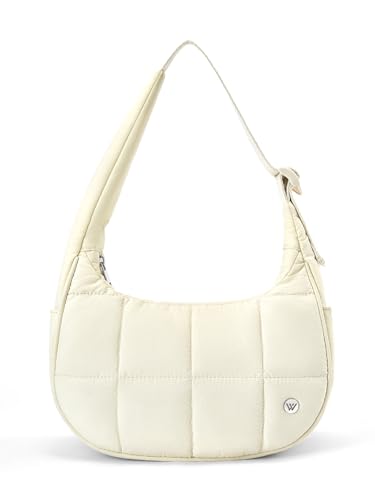 WESTBRONCO Bolsa de ombro pequena para mulheres, bolsa de mão com alça ajustável, bege branco