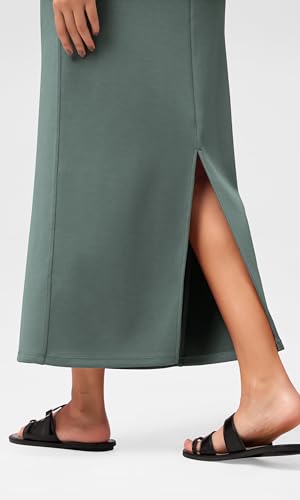 Image of ODODOS Modal Soft Maxi Skirt for Women, Back Slit High Waist Casual Long Pencil Skirts