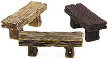 ODDIER 3Pcs Mini Resin Bench Miniature Fairy Garden Bench Dollhouse Accessories Statue DIY Decor Gift
