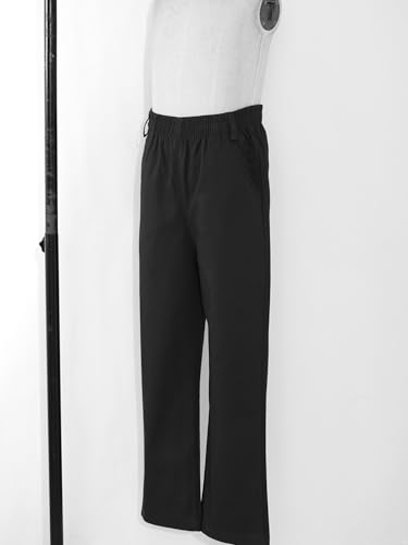 TiaoBug Kids Boys School Uniform Pants Solid Straight Leg Trousers Elastic Waist Casual Pull On Bottoms with Pockets4