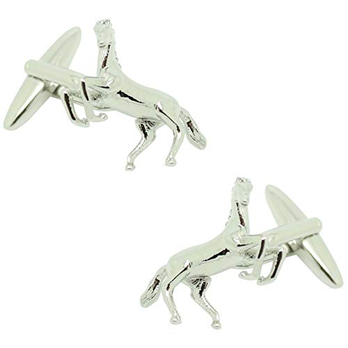 Gemelos de caballo andaluz en plata brillante para camisas de alta sastrería