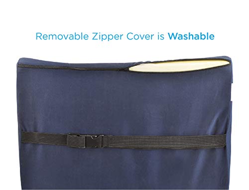 NOVA Lumbar Back Cushion in Memory Foam, Contoured Back Seat Support Pillow for Office Chair and Car, Removable & Washable Cover, Color - Navy Blue
