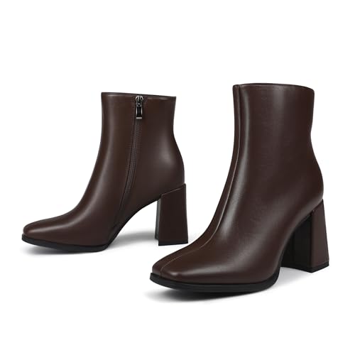 Womens Square Toe Ankle Boots Chunky Heel Causual Comfort Ankle Booties Dress Boots for Women3