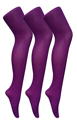 Sock Snob 3 Paires Femme 80 Deniers Opaque Collant Chaude Confortable en Doux Colorée Collants Matt (XL, Violet impérial) Cover