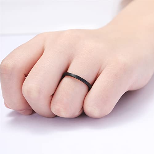 2mm Tungsten Carbide Ring for Women Tungsten Wedding Ring Black Thin Engagement Propose Promise Ring Comfort Fit Size 5-122