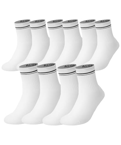 Image of ALONG FIT 3 /5 Crew Socks Whole Foot Cushioned Cotton Vintage Soft Sport Socks for Men and Women