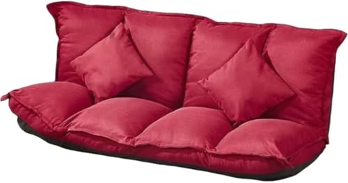 座ったり寢たりするフロアソファ、160センチのモダンな怠け者ソファ、ギフト用枕2つ付属。リビングルーム、ベッドルーム、小スペースのアパートメントで低プロファイルの座席オプションとして使用するのに適しています。 (赤)