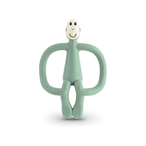 Matchstick Monkey Original Teething Toy for Baby 3 Months+, BPA-Free Food Grade Silicone, Easy to Hold & Naturally Fits in Mouth, Stimulates and Massages Sore Gums, Mint Green Cover
