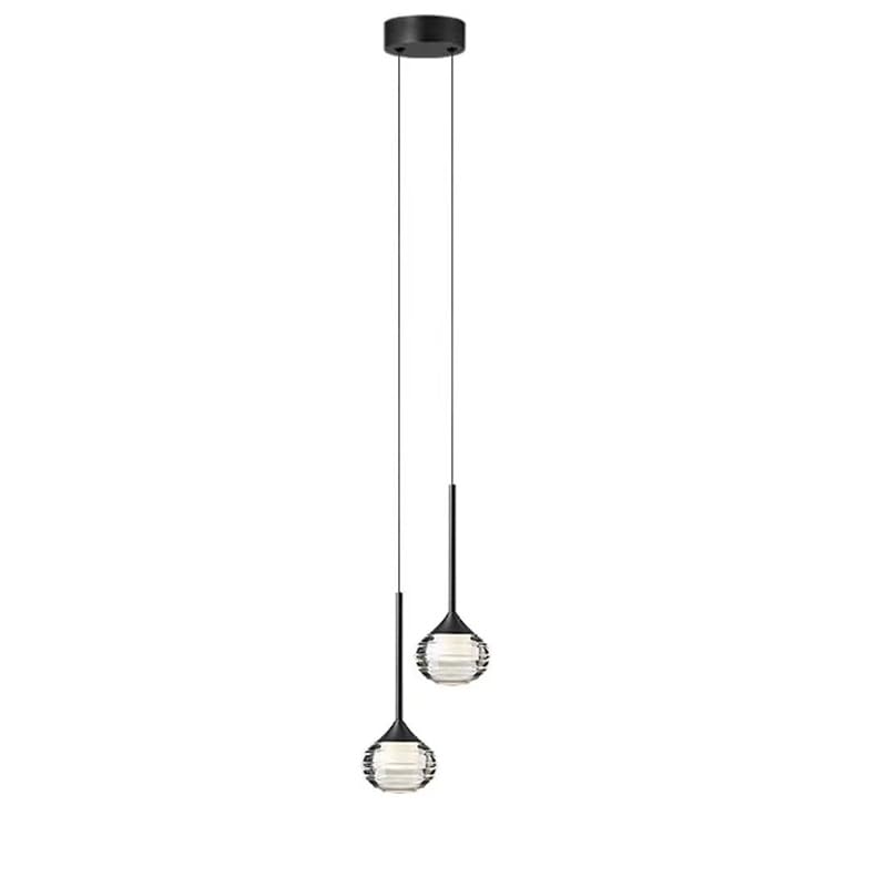 Lustre en verre transparent sphérique QHQQXN pour îlot de cuisine avec source lumineuse incluse