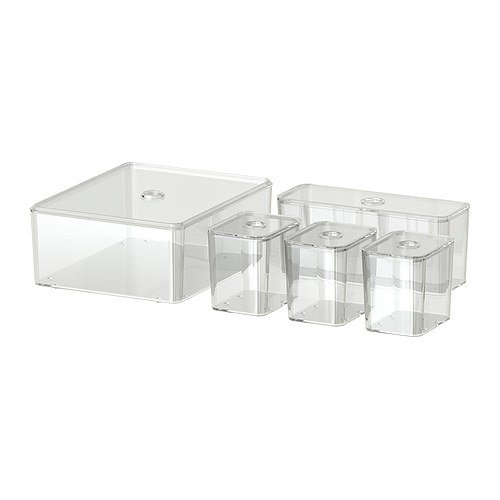IKEA GODMORGON - Box with lid, set of 5, transparent - 24x20x10 cm: Buy Online at Best Price in Egypt