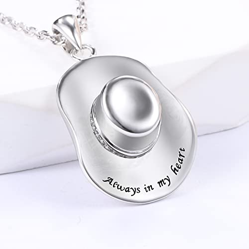 Cowboy Jewelry Urn Necklaces for Ashes - 925 Sterling Silver Cowboy Hat / Boots Memorial Cremation Pendant Urn Necklace for Women, Delicate Cowboy Hat / Boots Keepsake Jewelry Urn Hold Ashes Necklace4