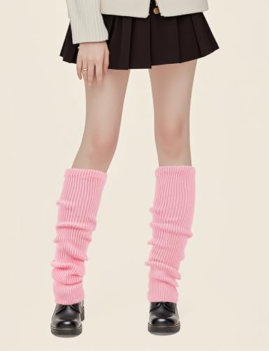 Image of v28 Leg Warmers - 20 inch Women Girls Knit Soft Socks for Warm,Aerobics Balet Fitness Yoga Y2K Casual,Available in 1 /2 /3 Pairs