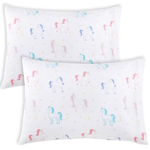 Wildkin Kids 2-Pack Pillowcases – 100% Organic Cotton Flannel, Soft & Breathable - Unicorn