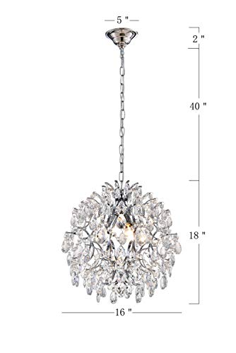 image for Bestier Modern Pendant Chandelier Crystal Raindrop Lighting Ceiling Li