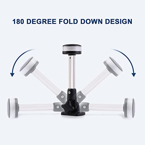 Image of Anchor Light Boat Bimini Light Stern Light LED Marine Navigation Lights USCG 2 NM All Round White Stainless Steel 12 Volts for Pontoon 8 Inches (Adjustable Fold Down Base)