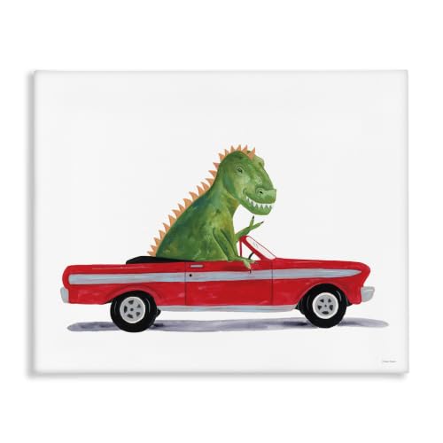 Dinosaur Monster Sports Car, 16 x 20 Inch Canvas Wall Art