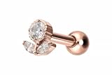 PIERCINGLINE Piercing de titanio con rosca interior, flor de cristal, color oro rosa, negro, dorado, plateado, Stablänge: 6mm, Titanio, Cristal