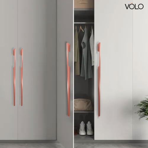 Image of VOLO Aluminium Wardrobe Handle - Elegant Pull Handle for Wardrobe Doors, Cabinet Doors, and Drawers in Kitchen, Office, and Bedroom (Pack of 2 Pieces) (SAC-40 Rose Gold 24 Inch (600mm))