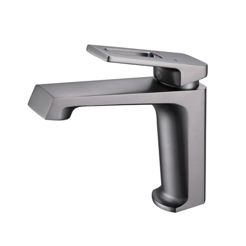Grifo de baño para lavabo de tocador moderno renovar aseo con agua fría en color gris
