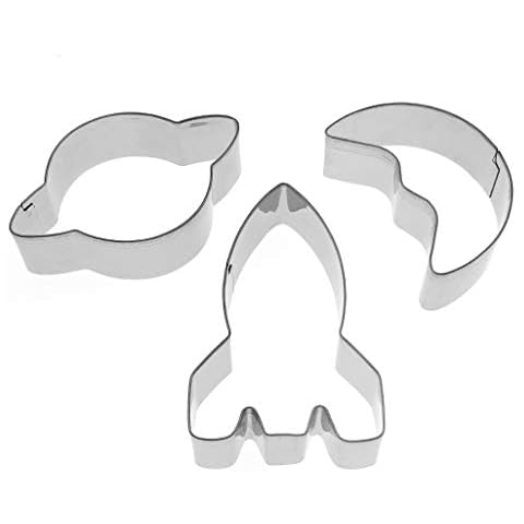 Space Cookie Cutter Rocket Saturn Moon Fondant Baking Mold Set Cover
