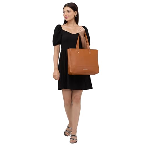 Image of Caprese Mcree 16 Inch Laptop Compatible Tote Bag for Women with Multiple Pockets | Stylish Handbag with Specious Compartment & Back Zipper Pocket | Ideal for Work Everyday Outings & Travel