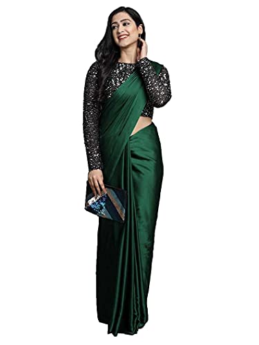 Mera Enterprise Women's Satin Silk Plain Saree