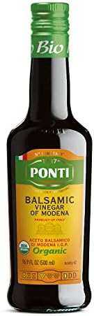 1787 PONTI Organic Balsamic Vinegar of Modena - Made with Treasured Grapes of Rolling Italian Hills - Mastered Sweet and Sour Flavor Rich Color with Salads, Grilled Dishes and Vegetables -16.9Fl.Oz