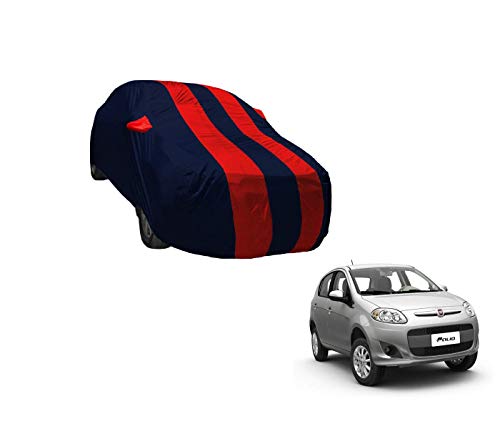Image of Auto Hub Car Cover Compatible with Fiat Palio with Weather Proof, Mirror Pocket, Triple Stitched, Fiat Palio Car Cover- Navy-Red