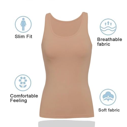 Image of Camisoles for Women with Built in Bra,Basic Yoga Top Layering Tank Top Padded Bra Undershirt(S-3XL)
