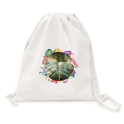 Sac en tissu pliable à sangle imprimé feuille vert pâle pour fruits et légumes