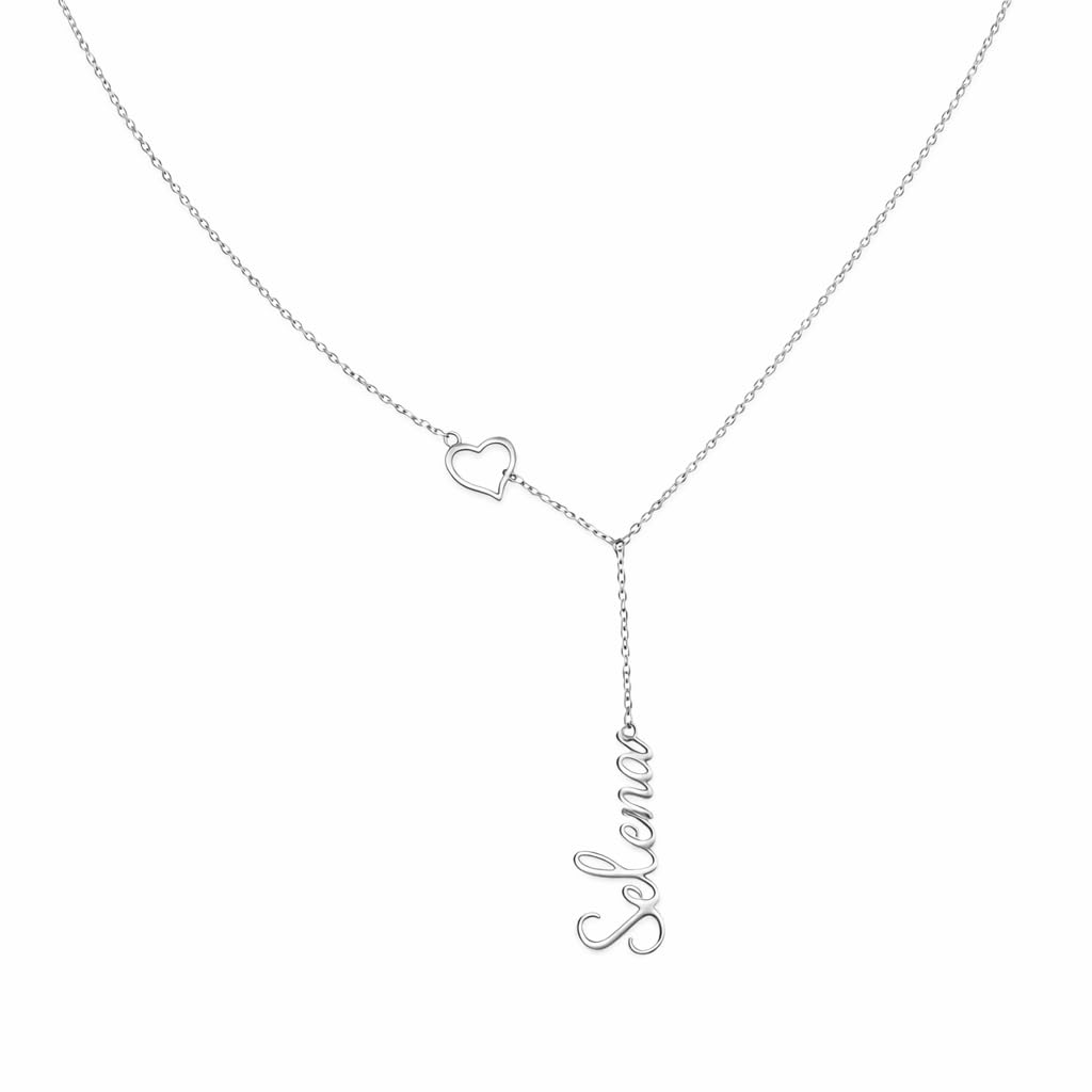 Personalised Name Necklace for Women with Heart Charm Custom Name Y Necklace Gold Plated Name Pendant Adjustable Chain Personalized Jewelry Gift for Girls Wife Girlfriend-image-41