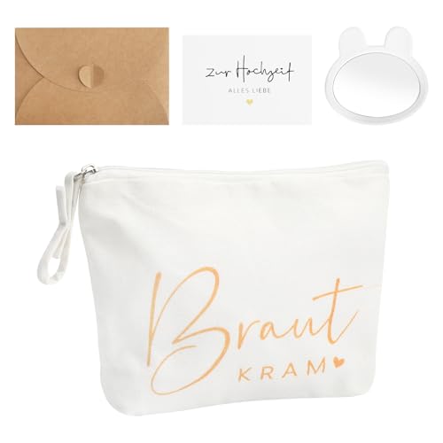 ZMDMAH Braut Geschenke Braut Make-Up Tasche JGA Party Zubehör Leinen Bride Dekoration Mitgebsel Geschenk zur Brautparty Kosmetiktasche für Hochzeit Verlobung
